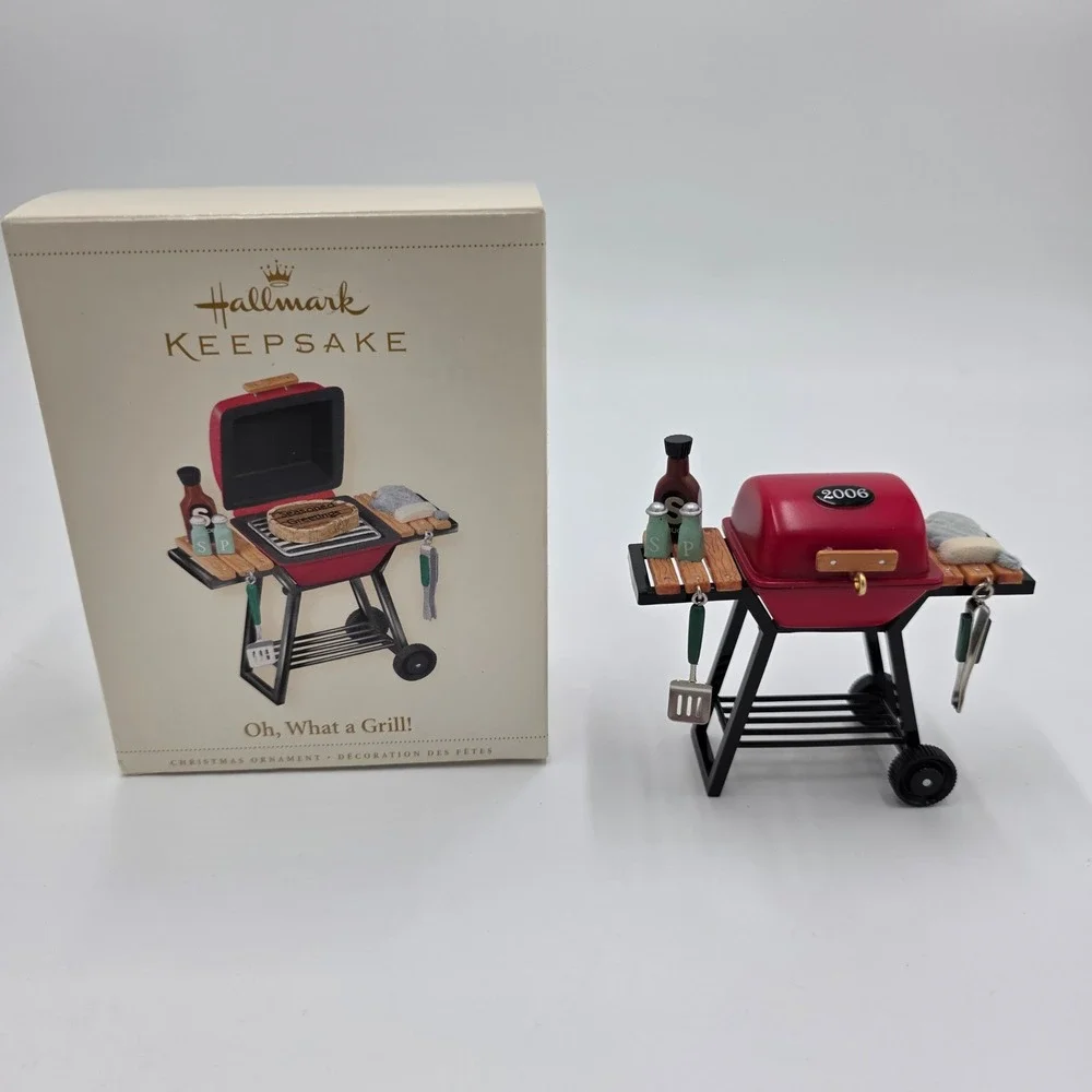 Hallmark 2006 Keepsake Oh What a Grill Christmas Ornament‎ Red Grill BBQ